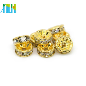 Todo el tamaño de oro Crystal Clear Spacer Beads Diamond Rondelle Crystal Spacer Beads para pulseras Jewelry Making IA0102